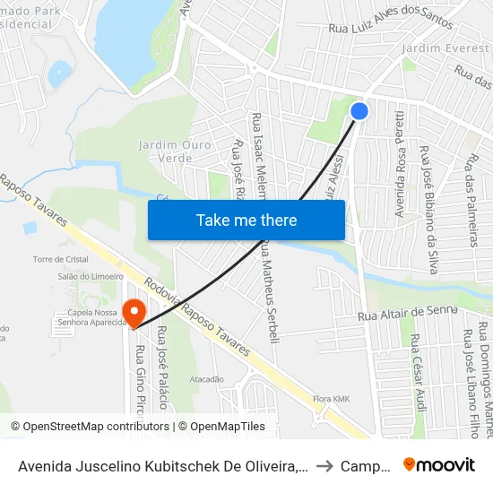 Avenida Juscelino Kubitschek De Oliveira, 5178-5242 to Campus  II map