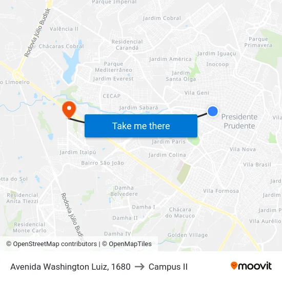 Avenida Washington Luiz, 1680 to Campus  II map