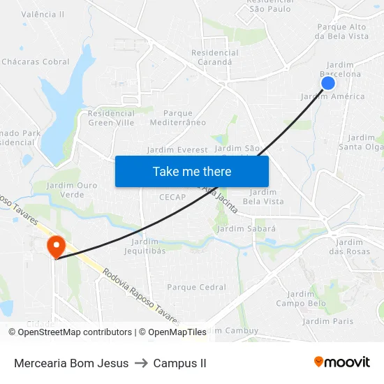 Mercearia Bom Jesus to Campus  II map