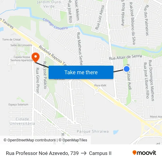 Rua Professor Noé Azevedo, 739 to Campus  II map