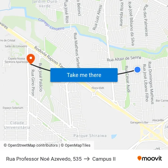 Rua Professor Noé Azevedo, 535 to Campus  II map