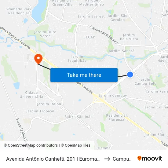 Avenida Antônio Canhetti, 201 | Euromarket to Campus  II map