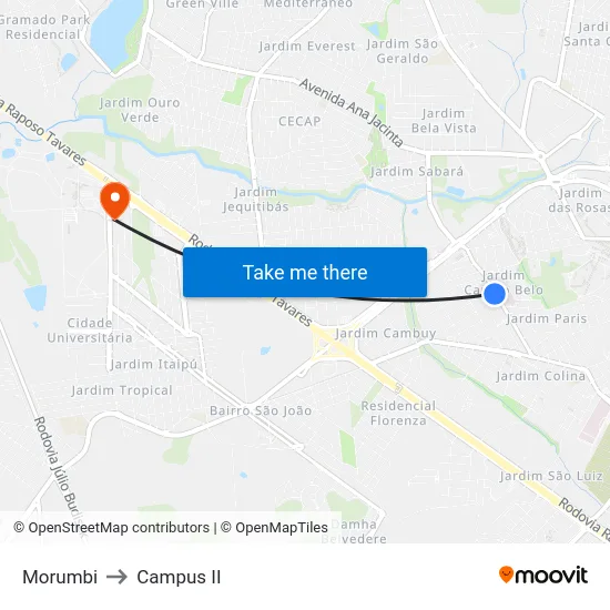 Morumbi to Campus  II map