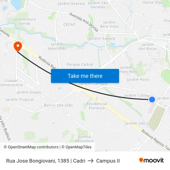 Rua Jose Bongiovani, 1385 | Cadri to Campus  II map
