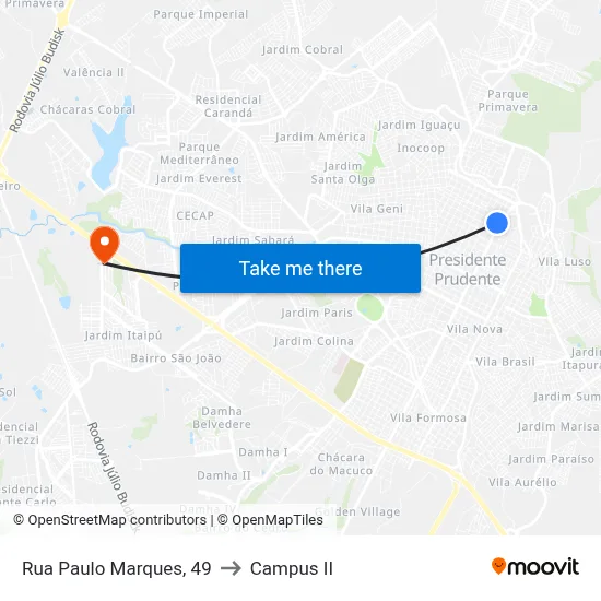 Rua Paulo Marques, 49 to Campus  II map