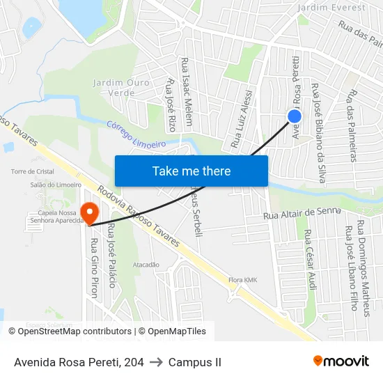 Avenida Rosa Pereti, 204 to Campus  II map