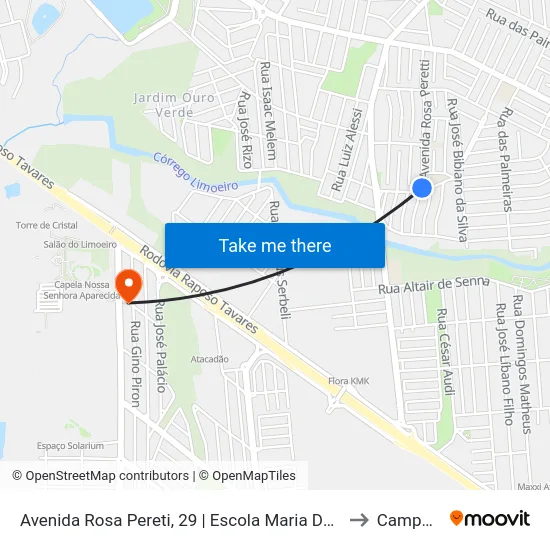 Avenida Rosa Pereti, 29 | Escola Maria Do Socorro to Campus  II map