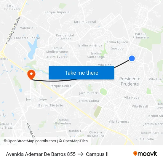 Avenida Ademar De Barros 855 to Campus  II map