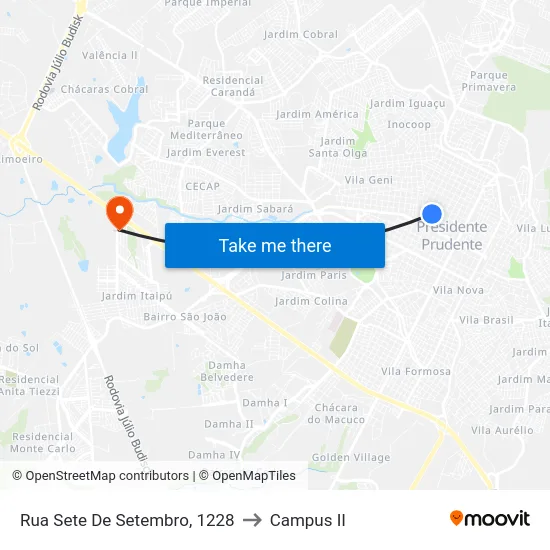 Rua Sete De Setembro, 1228 to Campus  II map