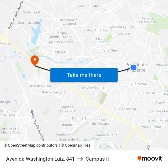 Avenida Washington Luiz, 841 to Campus  II map