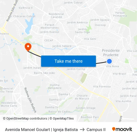 Avenida Manoel Goulart | Igreja Batista to Campus  II map