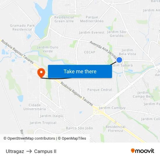 Ultragaz to Campus  II map