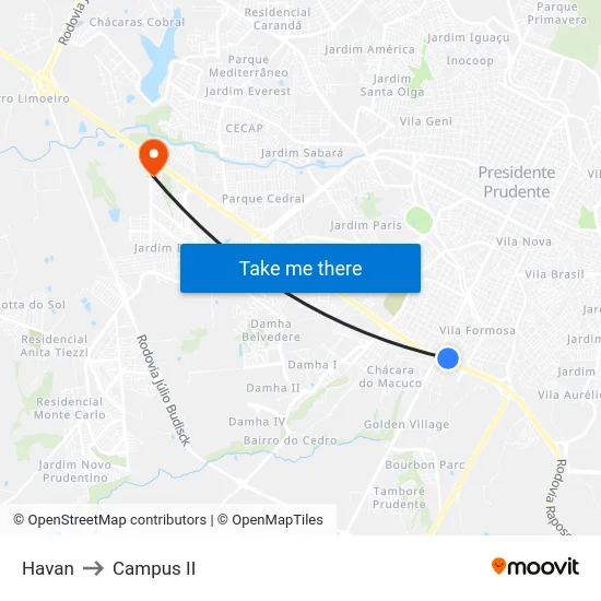 Havan to Campus  II map