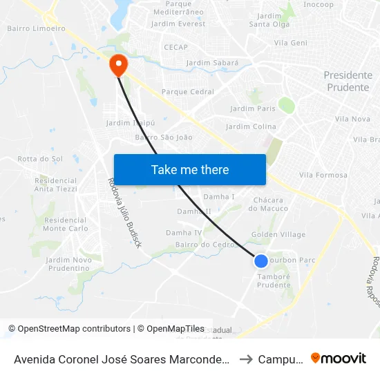 Avenida Coronel José Soares Marcondes, 5910 to Campus  II map