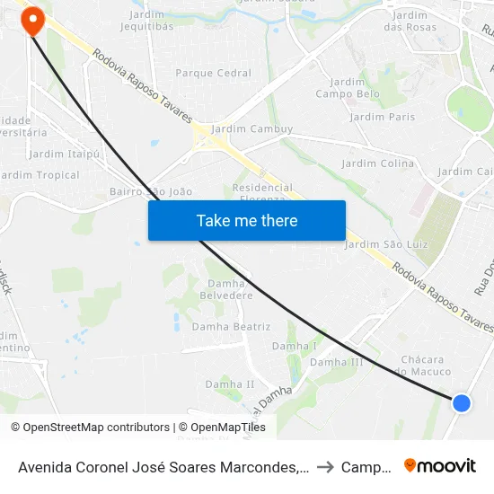 Avenida Coronel José Soares Marcondes, 4838-4936 to Campus  II map