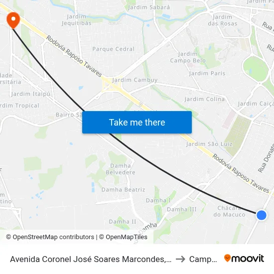 Avenida Coronel José Soares Marcondes, 4527-4629 to Campus  II map