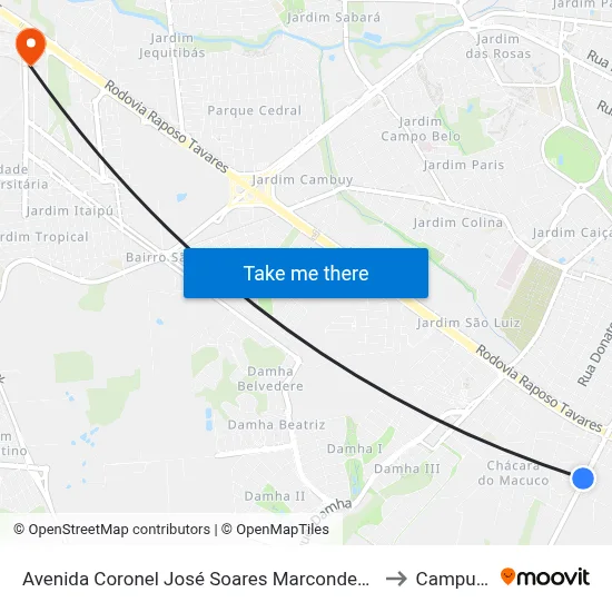 Avenida Coronel José Soares Marcondes, 4554 to Campus  II map