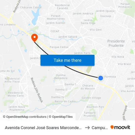 Avenida Coronel José Soares Marcondes, 3773 to Campus  II map