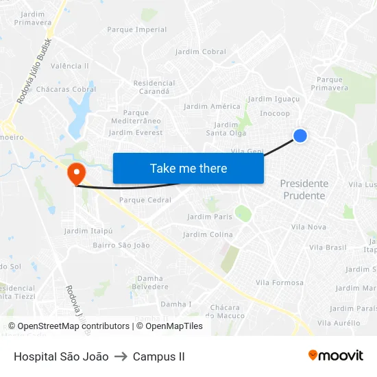 Hospital São João to Campus  II map