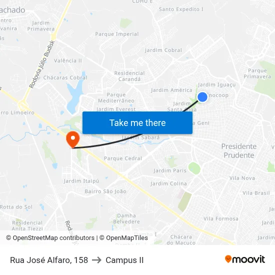 Rua José Alfaro, 158 to Campus  II map
