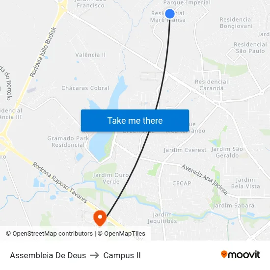 Assembleia De Deus to Campus  II map
