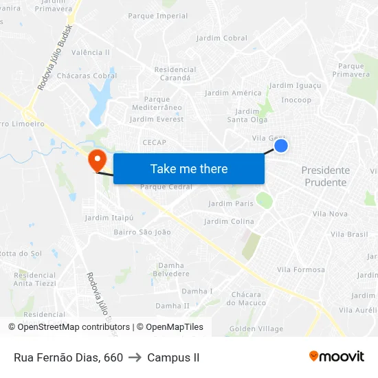 Rua Fernão Dias, 660 to Campus  II map