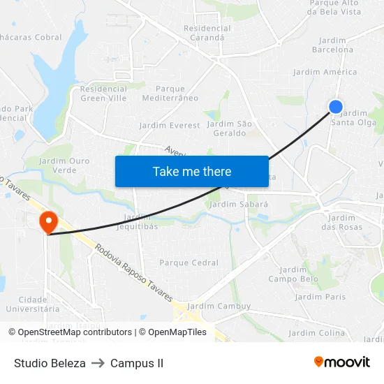 Studio Beleza to Campus  II map