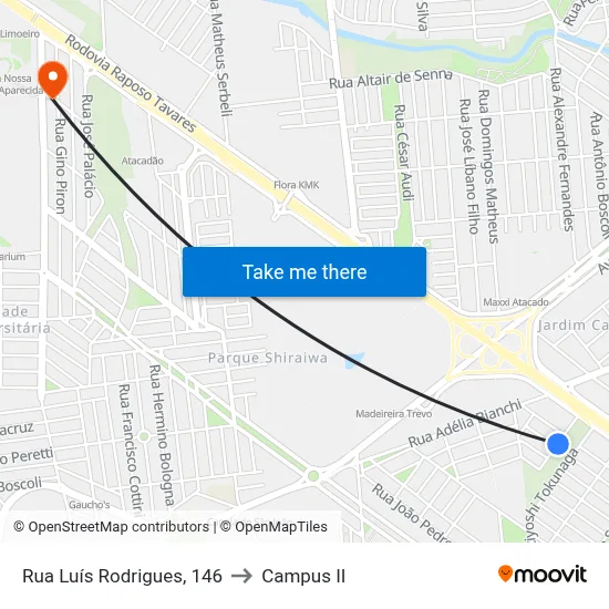 Rua Luís Rodrigues, 146 to Campus  II map