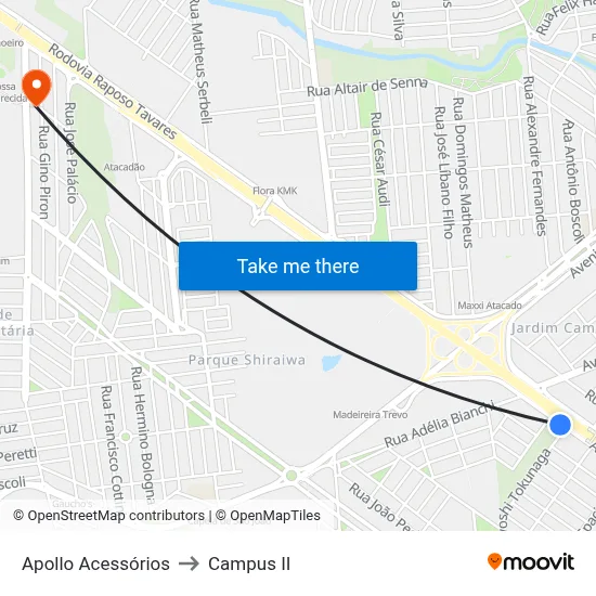 Apollo Acessórios to Campus  II map