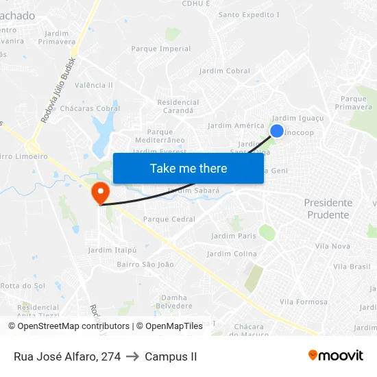 Rua José Alfaro, 274 to Campus  II map