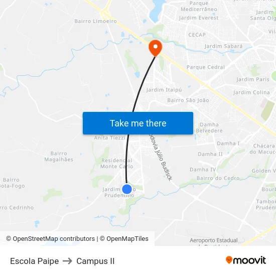Escola Paipe to Campus  II map