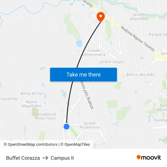 Buffet Corazza to Campus  II map