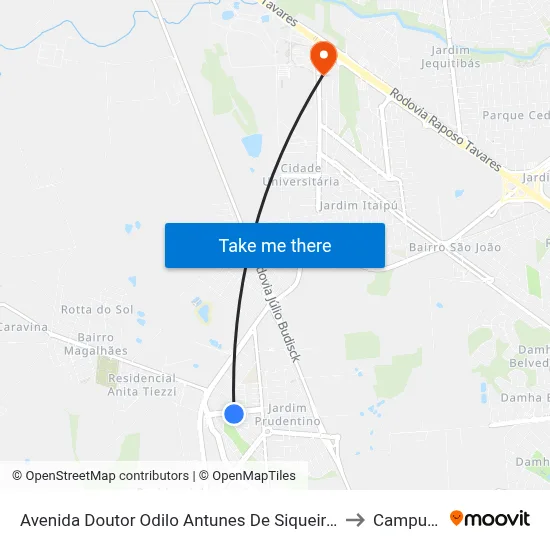 Avenida Doutor Odilo Antunes De Siqueira, 238 to Campus  II map