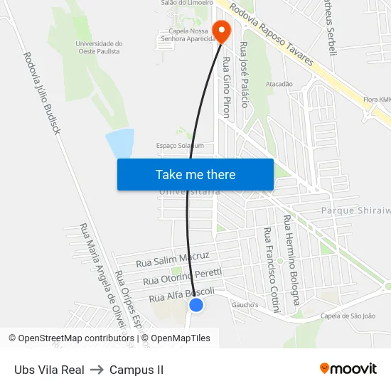 Ubs Vila Real to Campus  II map