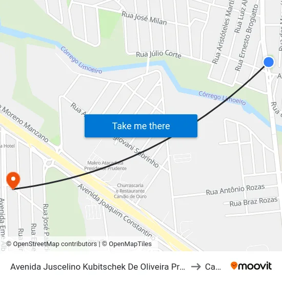 Avenida Juscelino Kubitschek De Oliveira Presidente, 1051 | Base Da Polícia Militar to Campus  II map