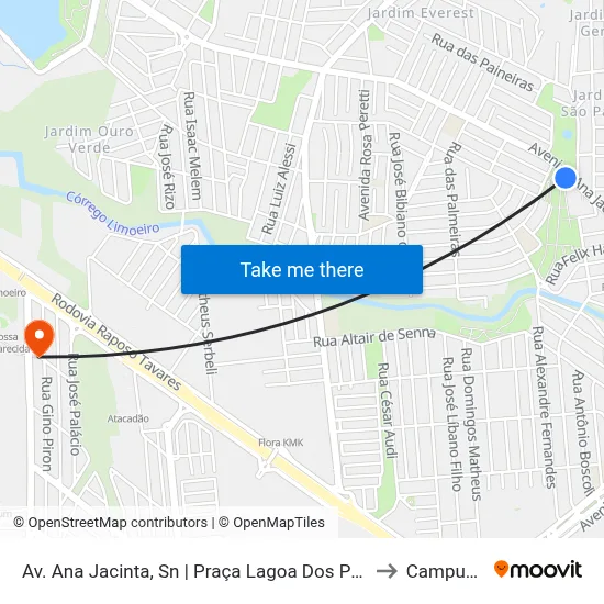 Av. Ana Jacinta, Sn | Praça Lagoa Dos Patos to Campus  II map