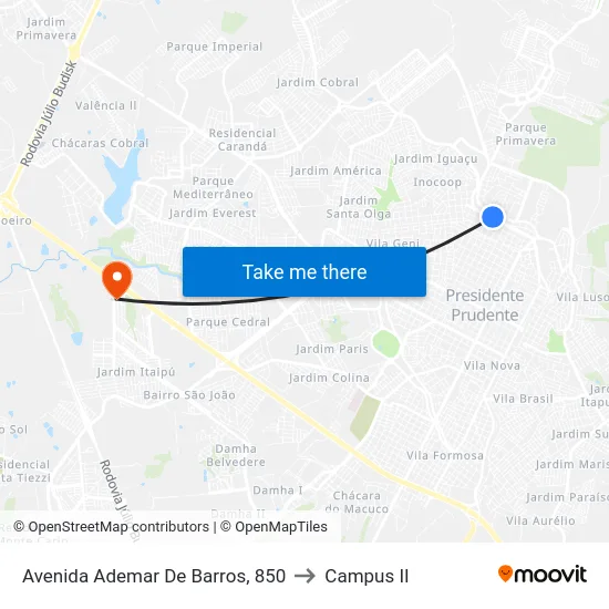 Avenida Ademar De Barros, 850 to Campus  II map