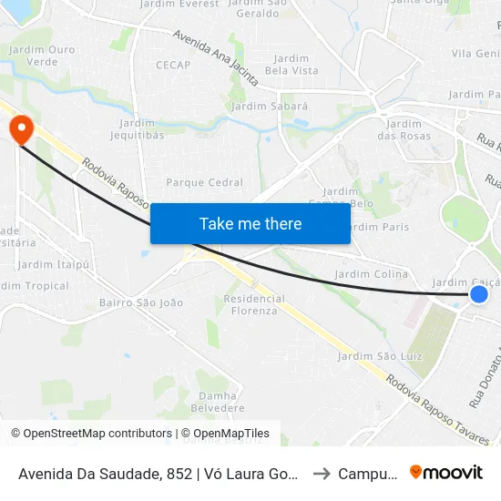 Avenida Da Saudade, 852 | Vó Laura Gourmet to Campus  II map
