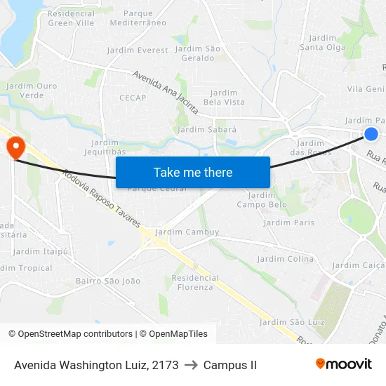 Avenida Washington Luiz, 2173 to Campus  II map