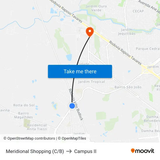 Meridional Shopping (C/B) to Campus  II map