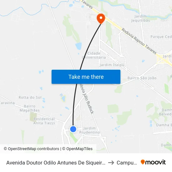Avenida Doutor Odilo Antunes De Siqueira, 243 to Campus  II map