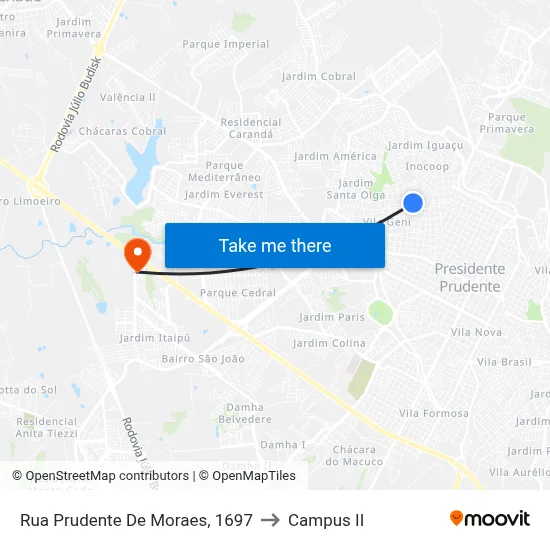 Rua Prudente De Moraes, 1697 to Campus  II map