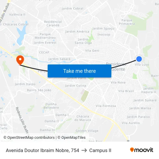 Avenida Doutor Ibraim Nobre, 754 to Campus  II map