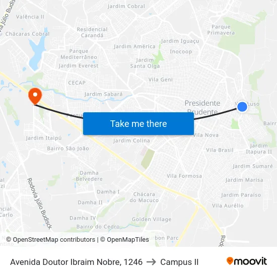 Avenida Doutor Ibraim Nobre, 1246 to Campus  II map