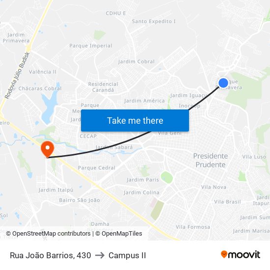 Rua João Barrios, 430 to Campus  II map