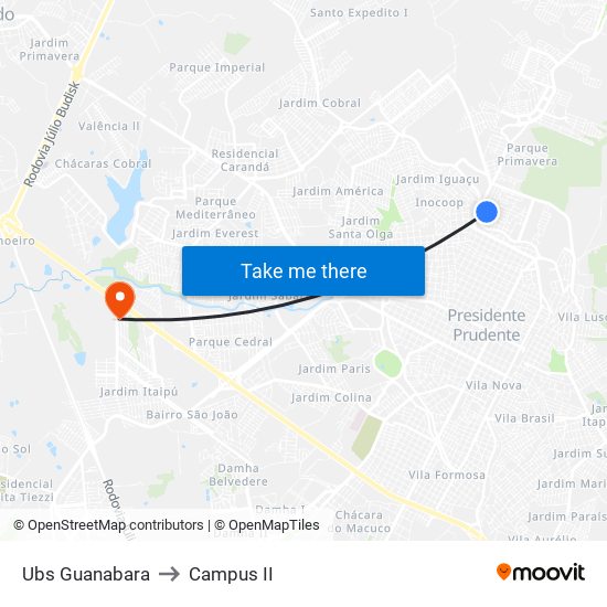 Ubs Guanabara to Campus  II map