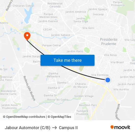 Jabour Automotor (C/B) to Campus  II map