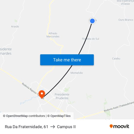 Rua Da Fraternidade, 61 to Campus  II map