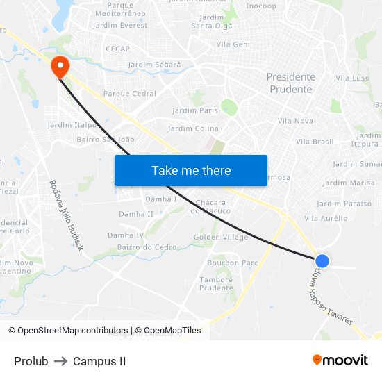 Prolub to Campus  II map