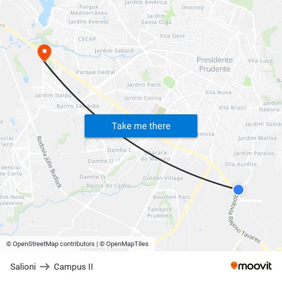 Salioni to Campus  II map